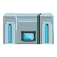 Futuristic building with glowing windows and metallic structure vector