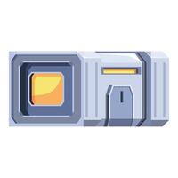 Futuristic space station module with glowing window and door vector