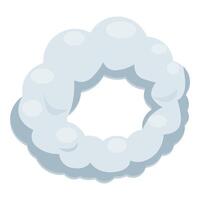 Round smoke cloud frame floating isolated on white background vector