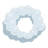 Round frame created by fluffy white clouds forming an empty circle vector