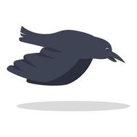Black crow flying with wide open wings and open beak vector