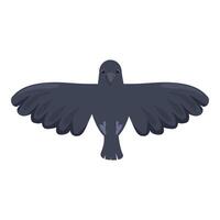 Black crow flying with open wings, a symbol of mystery vector