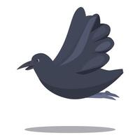 Black crow flying with wide open wings and open beak vector