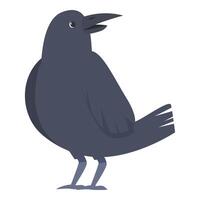 Cartoon crow cawing with open beak and tail feathers vector
