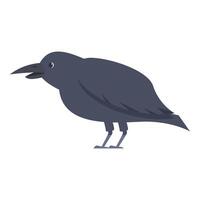 Cartoon crow cawing with open beak and grey feathers vector