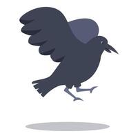 Black crow flying with wide open wings and crowing vector