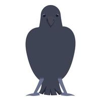 Cartoon raven standing, bird observing its surroundings vector