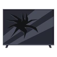 Broken tv screen showing radiating cracks, concept of obsolescence and damage vector