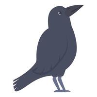Curious raven bird looking up with big beak and grey feathers vector
