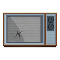 Old broken television showing static noise on white background vector