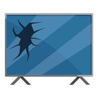 Broken tv screen showing cracks from impact damage vector