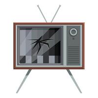 Old broken television showing test pattern with crack on screen vector