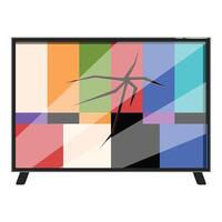 Broken tv set showing test pattern screen with colorful squares vector