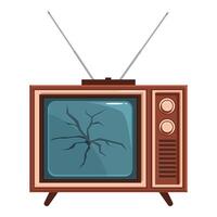 Old broken television showing static noise with antennas on white background vector