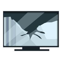 Broken tv screen with visible damage and colored lines showing malfunctioning vector