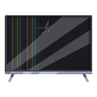 Broken smart tv showing colorful vertical lines on dark screen vector