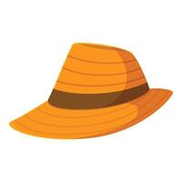 Classic panama hat with brown ribbon, providing sun protection and style vector