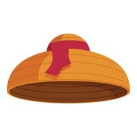 Stylish round straw hat with a red ribbon, perfect for sunny days vector