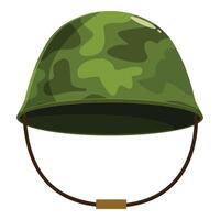 Military helmet showing camouflage pattern and chin strap vector