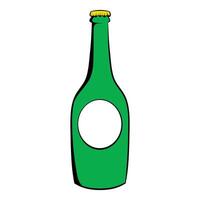 Green beer bottle with blank label standing on white background vector