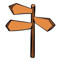 Wooden signpost pointing in three different directions vector