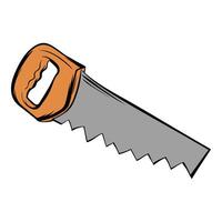 Hand saw with orange handle for carpentry and construction projects vector