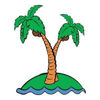 Two coconut palm trees growing on tropical island vector