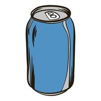 Blue soda can standing on white background vector