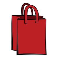Red shopping bag standing up with handles showing vector