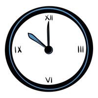 Clock showing five o'clock on white background vector