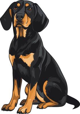adorable cute simple Black and Tan Coonhound clipart