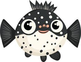 sweet cute simple fugu clipart vector