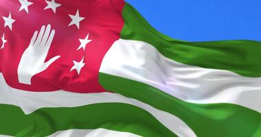 Abkhazia flag waving at wind in slow, loop video