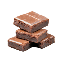 Stack of chocolate brownies on transparent background, close-up of layered dessert png