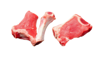 Raw lamb chops arranged neatly, isolated on transparent background png