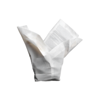 Folded white paper napkin in triangular shape, isolated on transparent background png