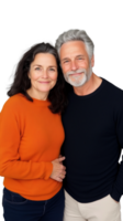 Happy senior couple embracing and smiling on transparent background png