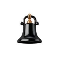 Black bell with gold handle and shiny finish on transparent background png