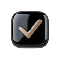 Black square checkmark icon with silver check on transparent background png