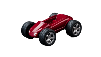 Red vintage toy car model with minimalist design on transparent background png