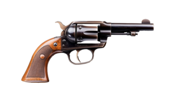 Antique western revolver with mixed grip on transparent background png