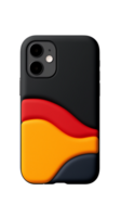 Stylish smartphone case with colorful wave pattern on transparent background png