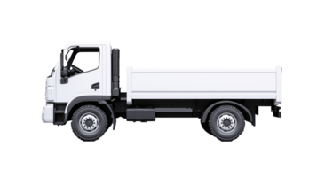 White cargo truck with side view on transparent background png