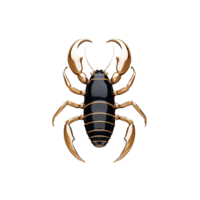 Realistic scorpion with black body and segmented tail on transparent background png