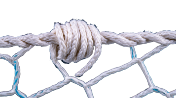 Close-up of knotted rope in netting on transparent background png