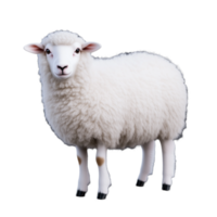 Standing sheep with fluffy wool isolated on transparent background png