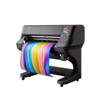 Large format printer with colorful output on transparent background png