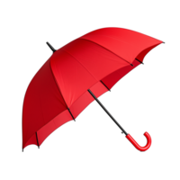 Red umbrella open and angled slightly to the side isolated on transparent background png