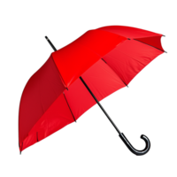 Bright red umbrella fully open and facing upward isolated on transparent background png