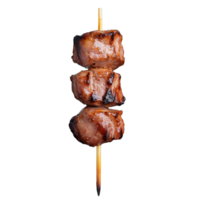 Beef skewer with grilled pieces isolated on transparent background png